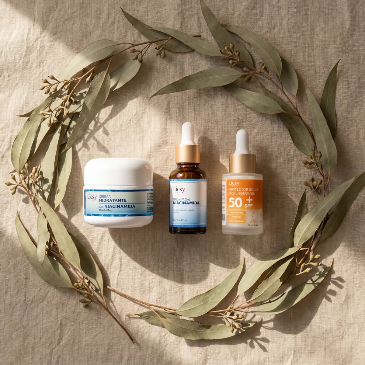 Kit Rutina Piel Luminosa: crema con niacinamida y arbutina, serum de niacinamida y protector solar
