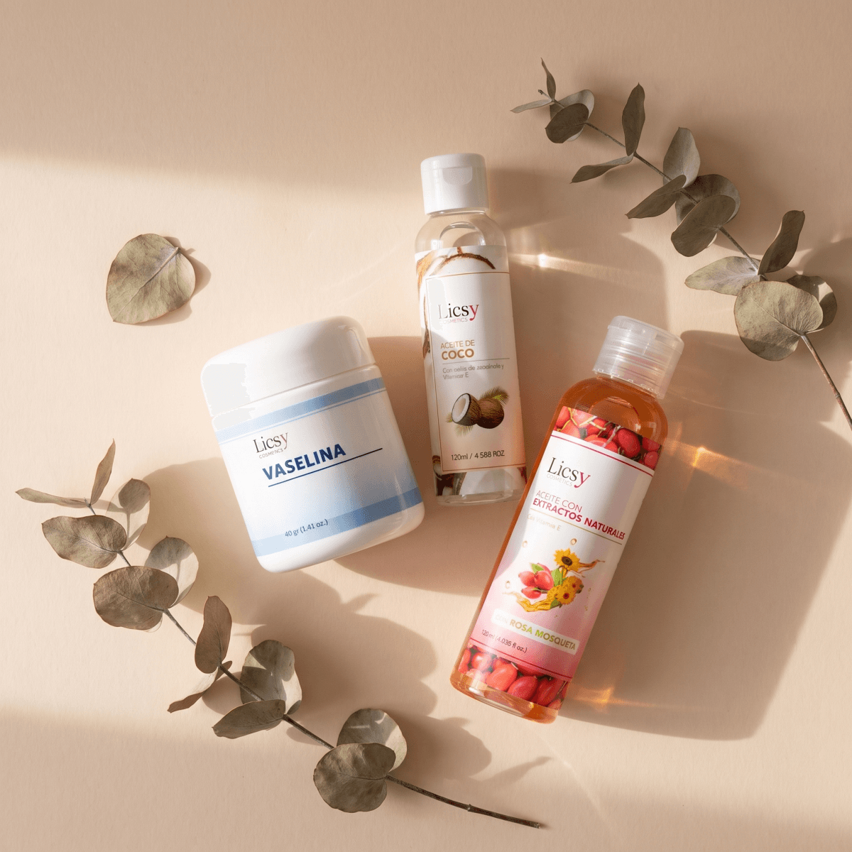 Kit Multiuso Corporal: vaselina, aceite de coco y aceite de rosa mosqueta