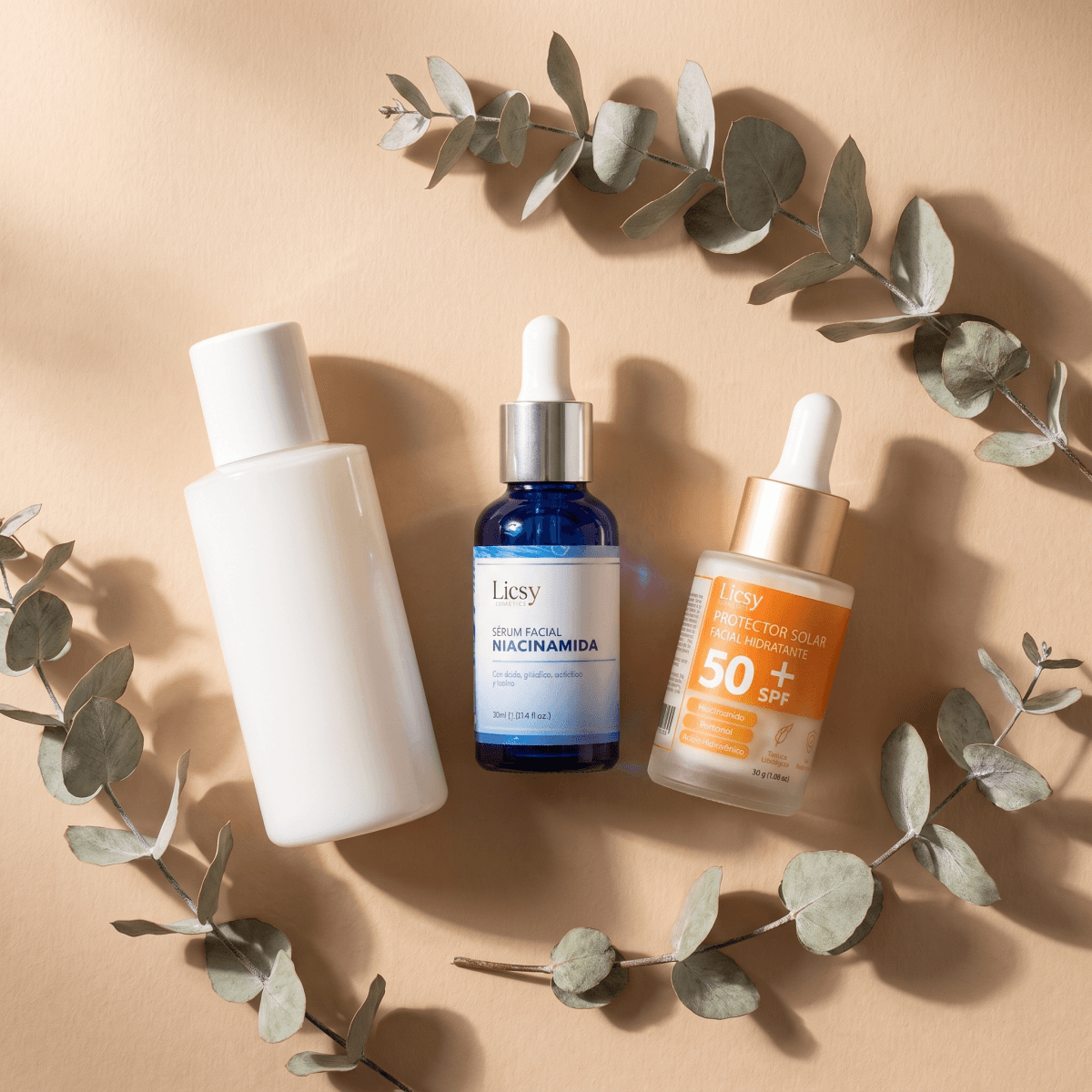 Kit Rutina Piel Luminosa: crema con niacinamida y arbutina, serum de niacinamida y protector solar