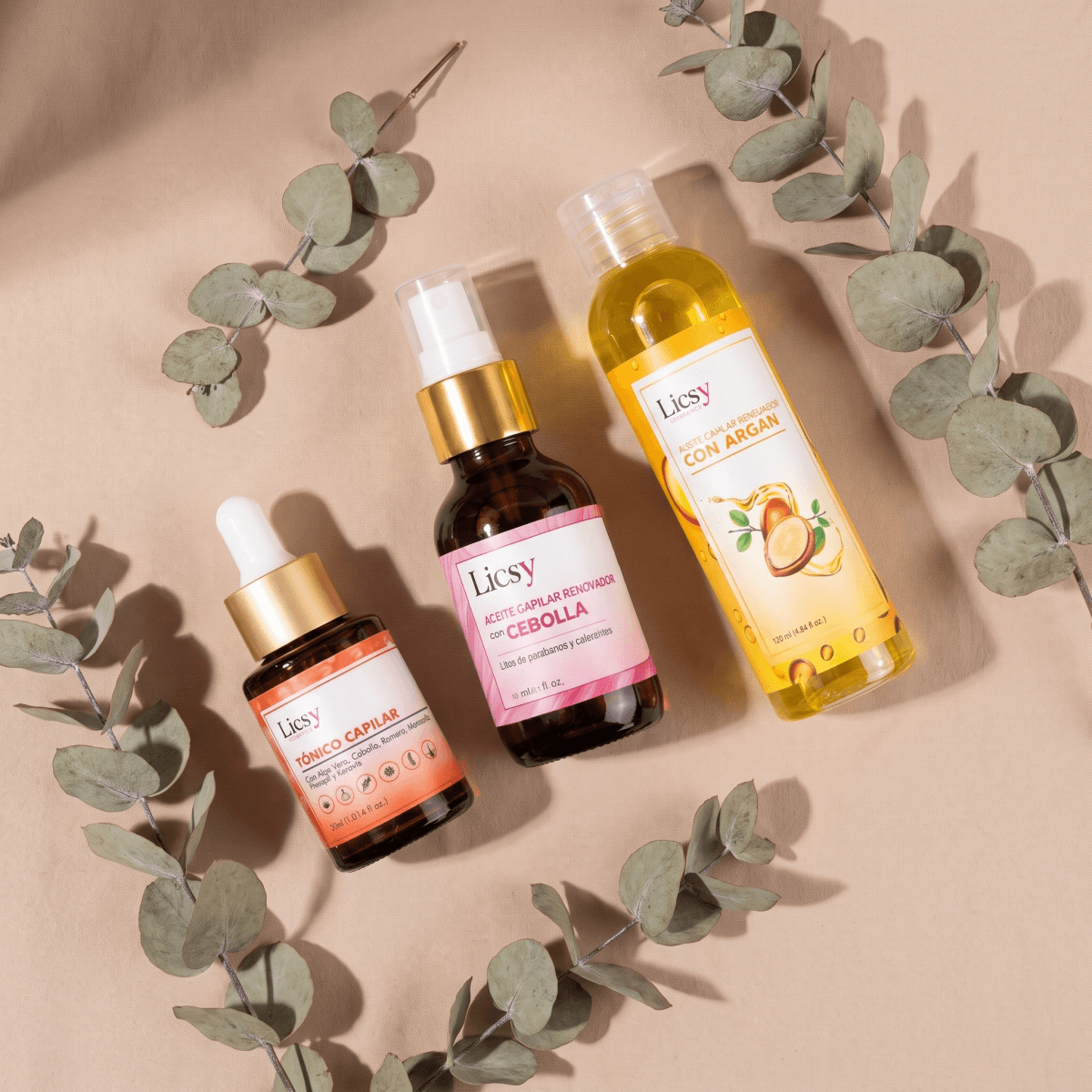 Kit Capilar Nutricion y Brillo: aceite con cebolla, aceite con argan y tonico capilar