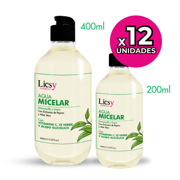 12 Unidades de Agua Micelar con Vitamina C y Aloe Vera 200ml / 400ml